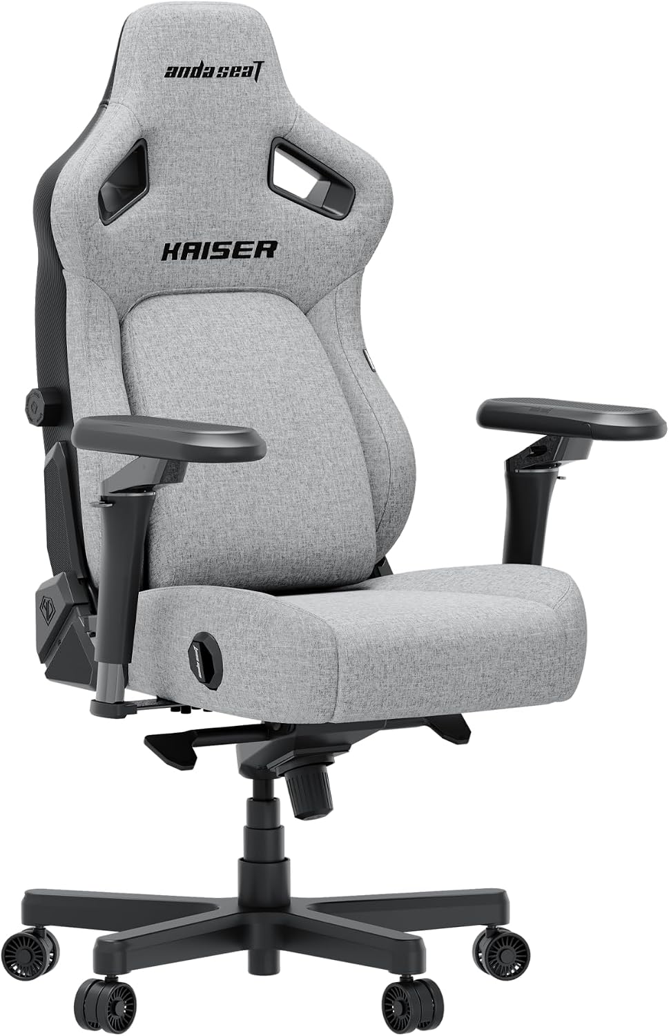 Anda Seat Kaiser 4 Large Gaming Chair for Adults - Ergonomic Gray Fabric Gaming Seat with 6D Armrest, Comfortable Office Chair with Lumbar Support, Heavy Duty Wide Computer Seat