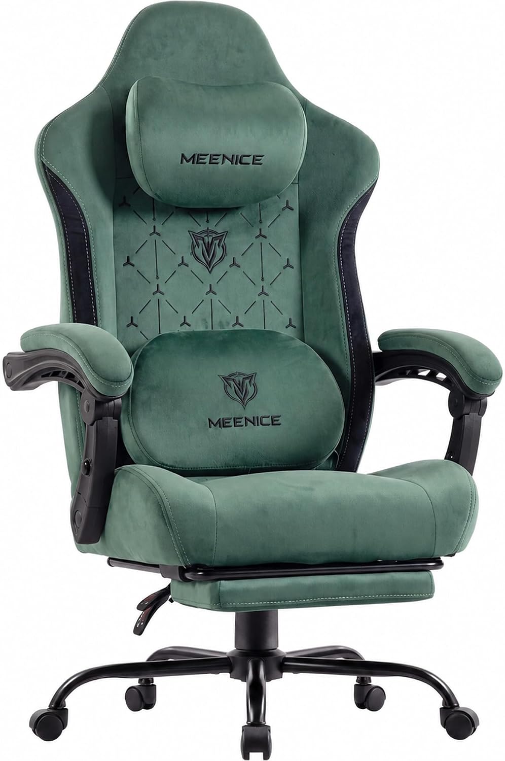 Fabric Gaming Chair with Heated Massage Lumbar Support, Pocket Spring Seat, Reclining Computer Chair with Footrest, High Back Gamer Chair, 350 lbs